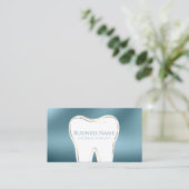 Business Card für aquamarine und goldene Zahnärzte Visitenkarte (Stehend Vorderseite)