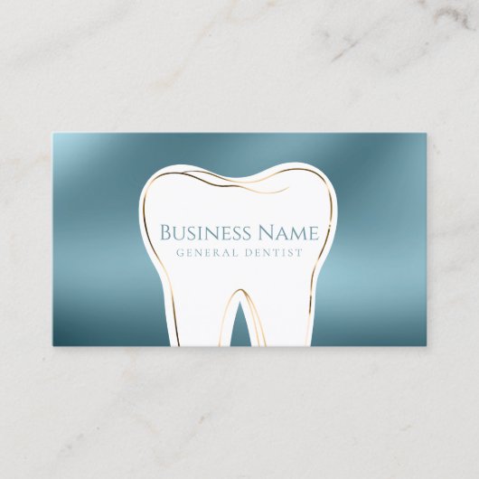 Business Card für aquamarine und goldene Zahnärzte Visitenkarte (Vorderseite)