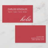 Business Card für Berufliche Dolmetscher Visitenkarte (Vorne/Hinten)