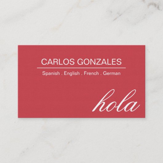 Business Card für Berufliche Dolmetscher Visitenkarte (Vorderseite)