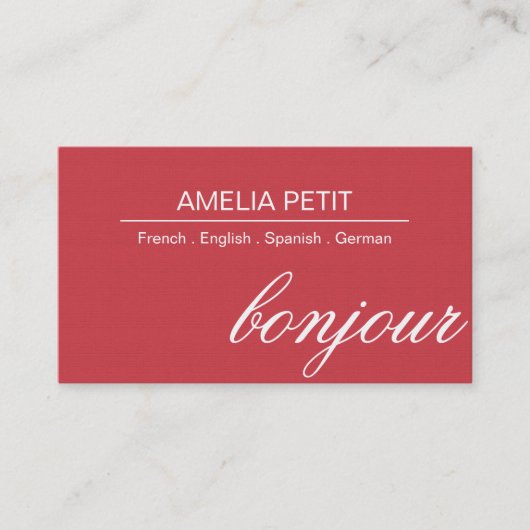 Business Card für berufliche Dolmetscher Visitenkarte (Vorderseite)