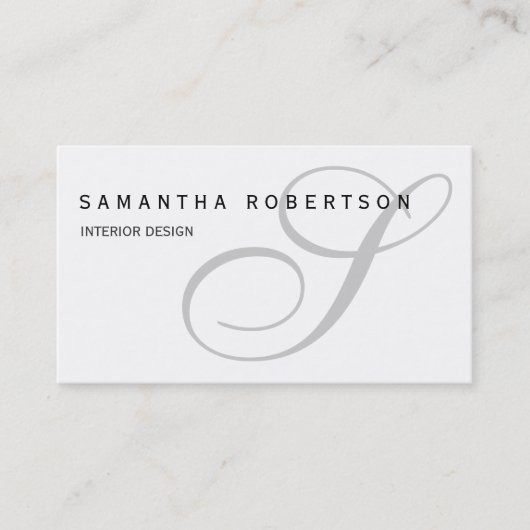 Business Card für den Designer für weißes Mongram Visitenkarte (Vorderseite)