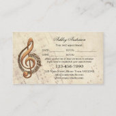Business Card für den klassischen Musiklehrer Terminkarte (Rückseite)