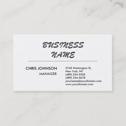 Business Card für den Schwarz-weißen Manager klass Visitenkarte (Vorderseite)