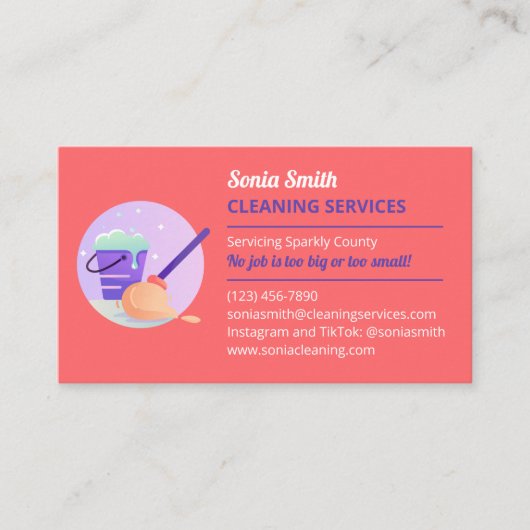 Business Card für die Reinigung von Mopp und Eimer Visitenkarte (Vorderseite)