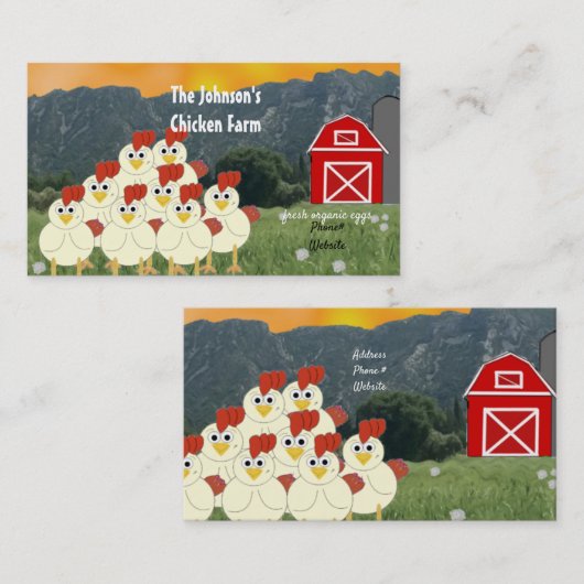 Business Card für Hühner-Bauer Visitenkarte (Vorne/Hinten)