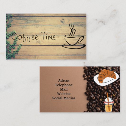Business Card für Kaffee oder Tee Visitenkarte (Vorne/Hinten)