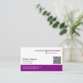 Business Card für lila und weißen QR-Code Visitenkarte (Stehend Vorderseite)