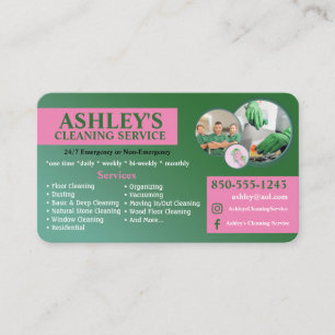 Business Card für Rosa und grüne Reinigung Visitenkarte