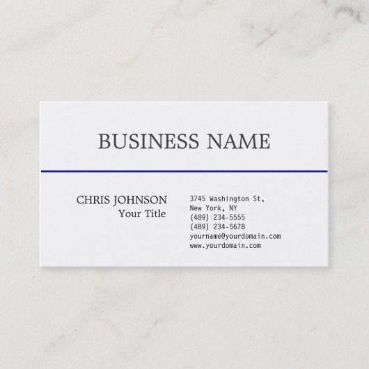 Business Card für Schwarz/Weiß-Blau-Linie Manager Visitenkarte (Vorderseite)