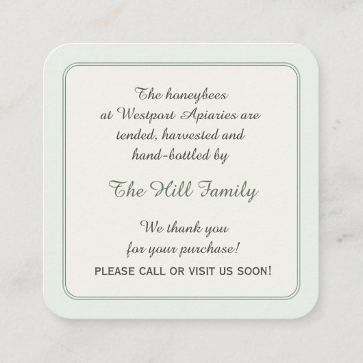 Business Card für Sonnenblumenhoney & HIve Product Quadratische Visitenkarte (Rückseite)