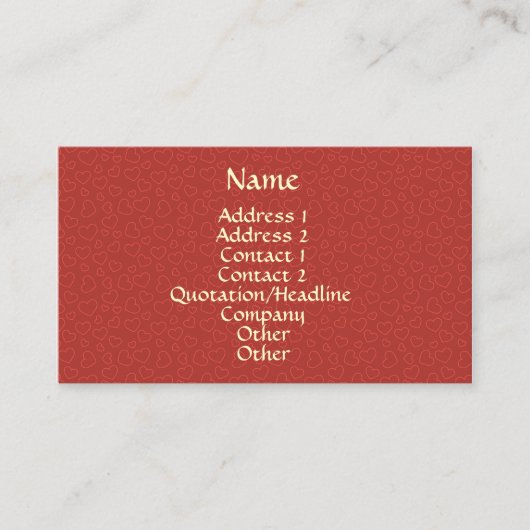 Business Card für Tiny Red Hearts Muster Visitenkarte (Vorderseite)