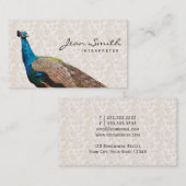 Business Card für Vintagen Pfauenfloraldolmetscher Visitenkarte (Vorne/Hinten)