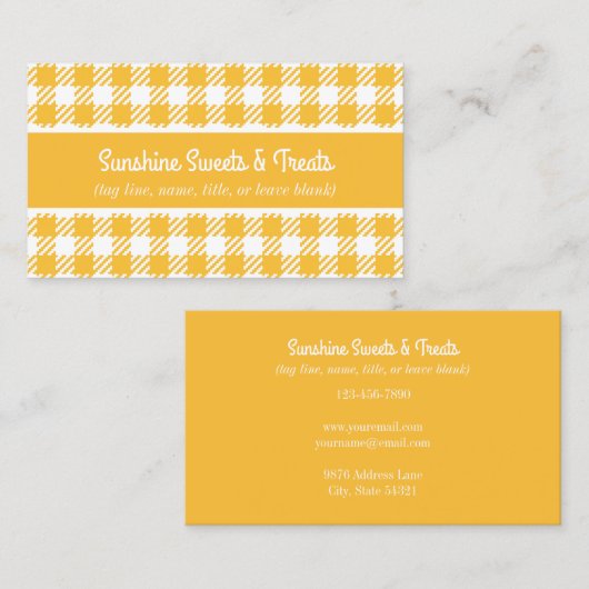 Business Card Gelb/Weiß für Karierte Bäckereien Visitenkarte (Vorne/Hinten)