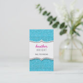 BUSINESS CARD glänzender Glitzer blau glänzen Visitenkarte (Stehend Vorderseite)