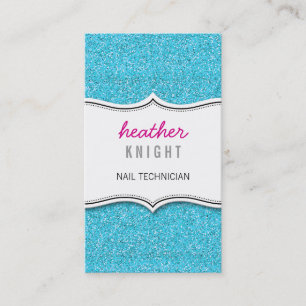 BUSINESS CARD glänzender Glitzer blau glänzen Visitenkarte