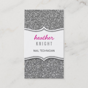 BUSINESS CARD glänzender Glitzer funkelt silberrot Visitenkarte