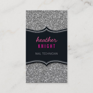 BUSINESS CARD glitzernder Glitzer schwarz silber p Visitenkarte