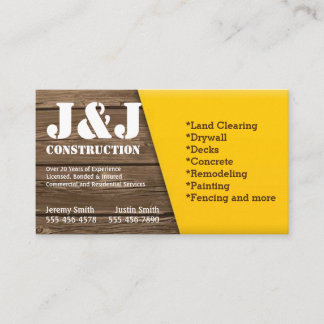 Business Card Holz und Gelb Visitenkarte