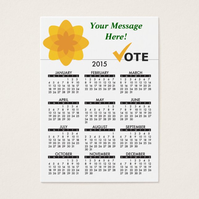 Business Card Kalender Kariertes Party (Vorderseite)