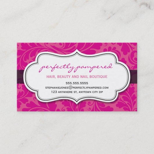 BUSINESS CARD Klasse geblüht Fuschia rosa schwarz Visitenkarte (Vorderseite)