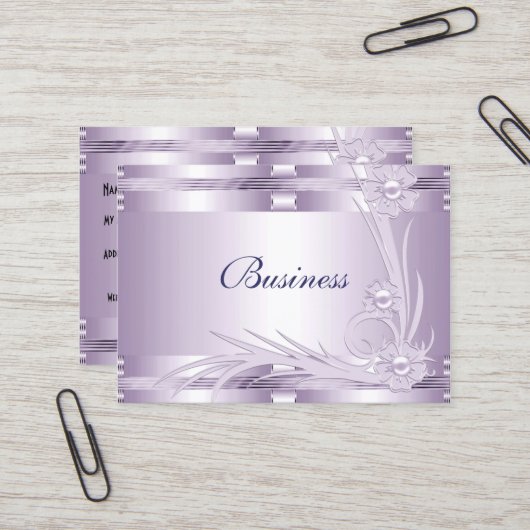 Business Card Lilac Mauve Art Deco Visitenkarte (Vorderseite/Rückseite Beispiel)