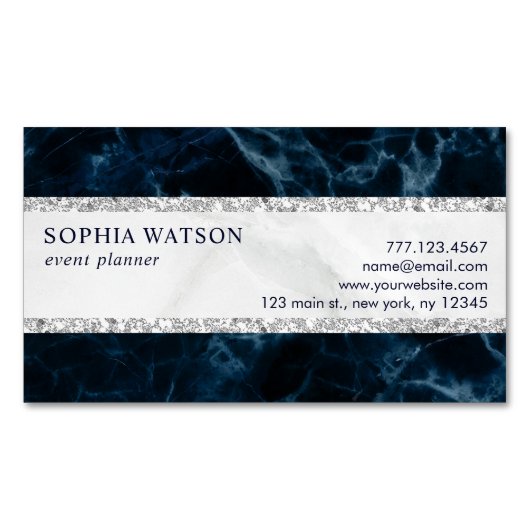 Business Card Magnet für die blaue Marmorkarte (Vorderseite)
