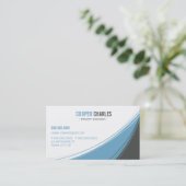 BUSINESS CARD masculine moderne swish blue grau Visitenkarte (Stehend Vorderseite)