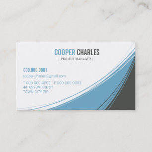 BUSINESS CARD masculine moderne swish blue grau Visitenkarte