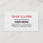 Business Card Minimalistische benutzerdefinierte V Visitenkarte (Rückseite)