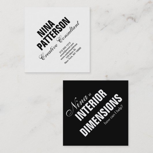 Business Card Minimalistischer Vorlagenschwarz Quadratische Visitenkarte (Vorne/Hinten)