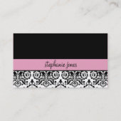 BUSINESS CARD Moderne Damaske schwarz, blassrosa Visitenkarte (Rückseite)