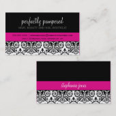 BUSINESS CARD Moderne Damaske schwarz Fuschia rosa Visitenkarte (Vorne/Hinten)