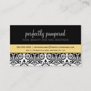 BUSINESS CARD Moderne Damaske schwarz Zitronengelb Visitenkarte
