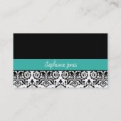 BUSINESS CARD Moderne Damaske schwarzen Jade grün Visitenkarte (Rückseite)