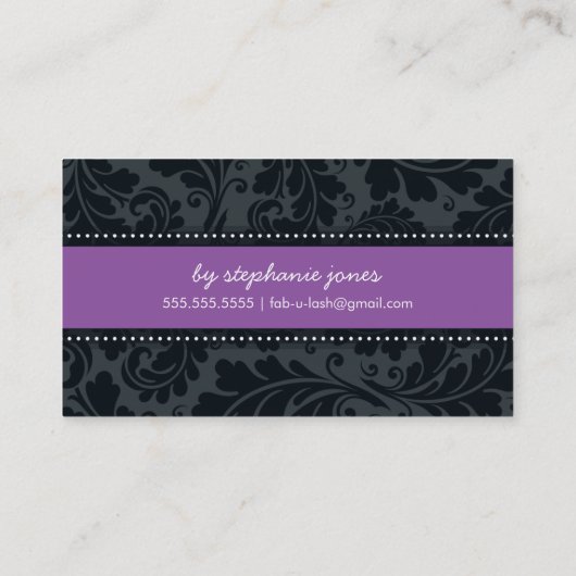 BUSINESS CARD Moderne, fett geblüht lila schwarz Visitenkarte (Rückseite)