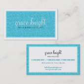 BUSINESS CARD Moderner Glitzer Aqua Blue Visitenkarte (Vorne/Hinten)