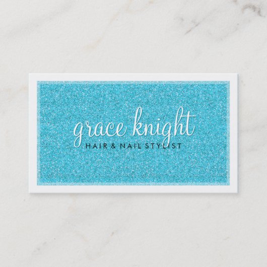 BUSINESS CARD Moderner Glitzer Aqua Blue Visitenkarte (Vorderseite)