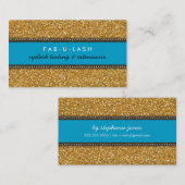 BUSINESS CARD Moderner Glitzer Aqua Gold Visitenkarte (Vorne/Hinten)