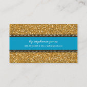 BUSINESS CARD Moderner Glitzer Aqua Gold Visitenkarte (Rückseite)