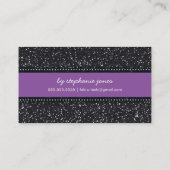 BUSINESS CARD Moderner trendiger Glitzer lila schw Visitenkarte (Rückseite)