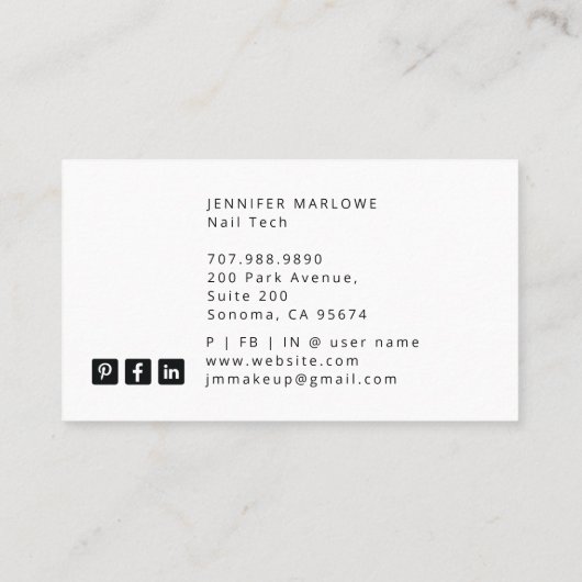 Business Card Nail Tech Tarot Visitenkarte (Rückseite)