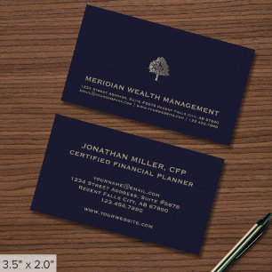 Business Card Navy Blue and Gold Financial Planer Visitenkarte