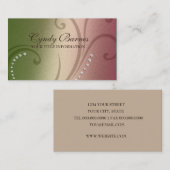 Business Card: Rosa und grüne Shimmer und Kristall Visitenkarte (Vorne/Hinten)