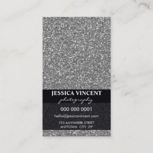BUSINESS CARD, schlicht glänzender Glitzer, silber Visitenkarte