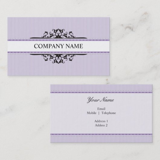 BUSINESS CARD stilvoll Vintag lila schwarz Visitenkarte (Vorne/Hinten)