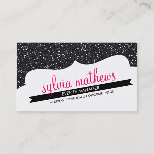 BUSINESS CARD Stilvolle Glitzer funkeln schwarz pi Visitenkarte (Vorderseite)