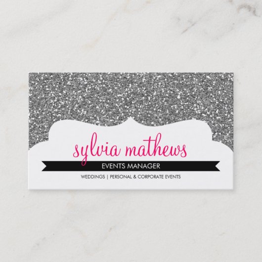 BUSINESS CARD Stilvoller Glitzer funkeln silber pi Visitenkarte (Vorderseite)