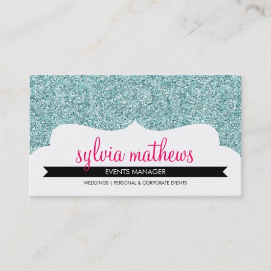 BUSINESS CARD Stilvoller Glitzer strahlend blass Visitenkarte (Vorderseite)
