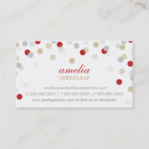 BUSINESS CARD :: stilvolles Konfetti rotes Silberg Visitenkarte